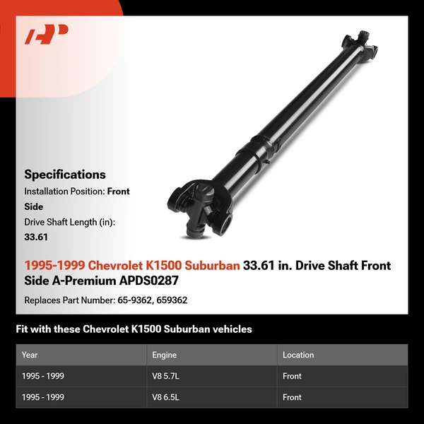 1995-1999 Chevrolet K1500 Suburban 33.61 in. Drive Shaft Front Side A-Premium APDS0287