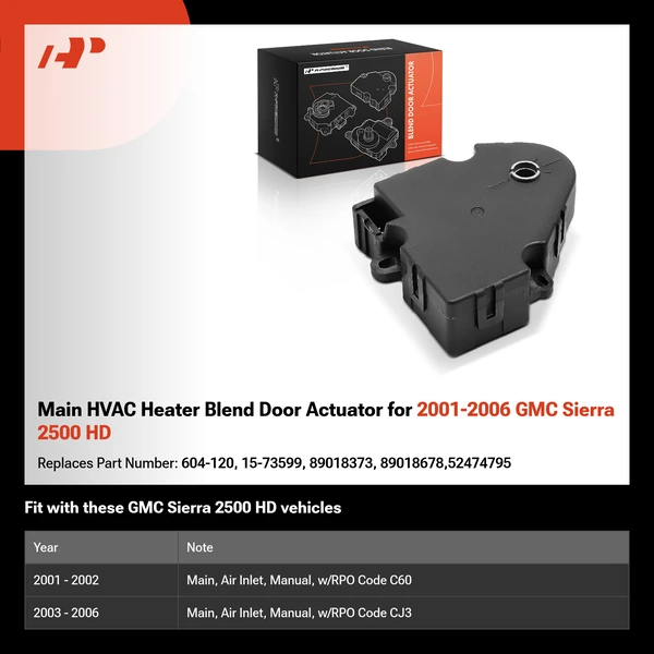 Main HVAC Heater Blend Door Actuator for 2001-2006 GMC Sierra 2500 HD