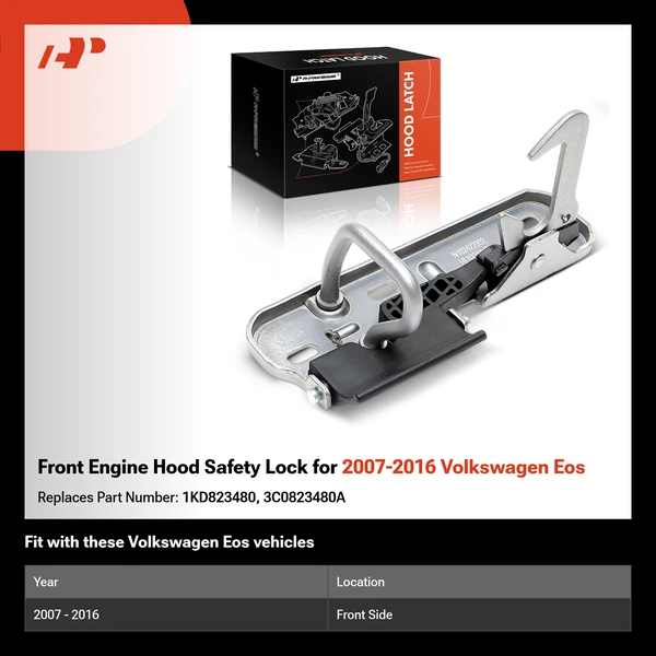 Front Engine Hood Safety Lock for 2007-2016 Volkswagen Eos