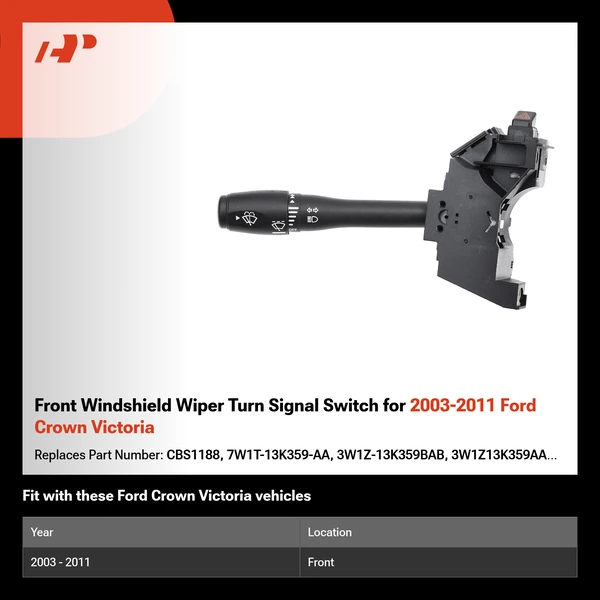Front Windshield Wiper Turn Signal Switch for 2003-2011 Ford Crown Victoria