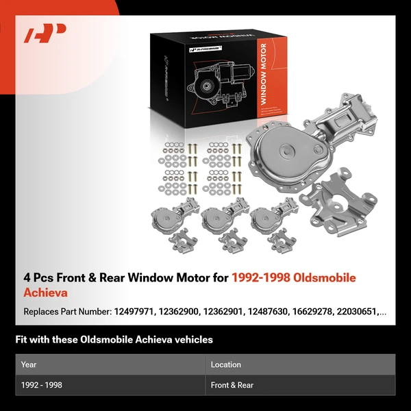 4 Pcs Front & Rear Window Motor for 1992-1998 Oldsmobile Achieva