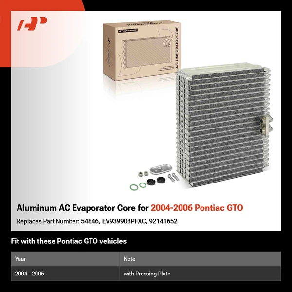 Aluminum AC Evaporator Core for 2004-2006 Pontiac GTO