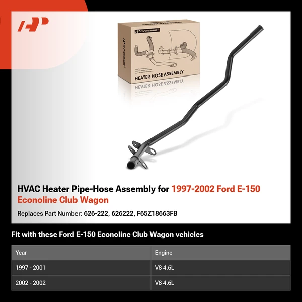 HVAC Heater Pipe-Hose Assembly for 1997-2002 Ford E-150 Econoline Club Wagon