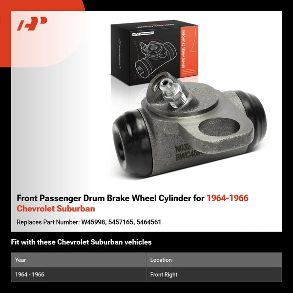Front Passenger Drum Brake Wheel Cylinder for 1964-1966 Chevrolet Suburban