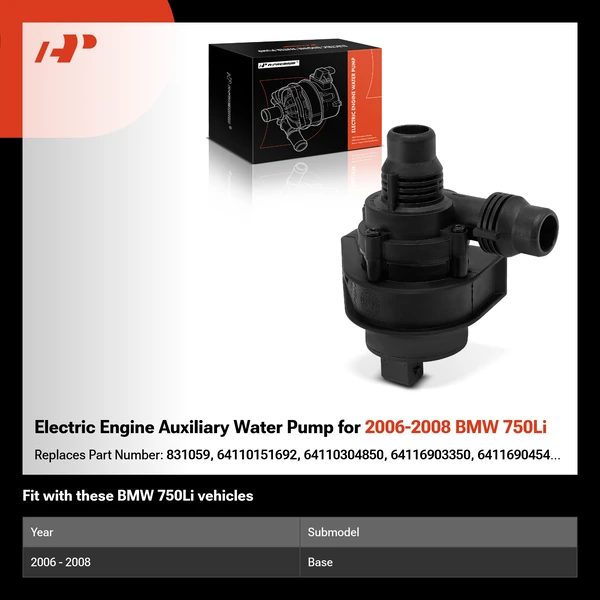 Electric Engine Auxiliary Water Pump for 2006-2008 BMW 750Li