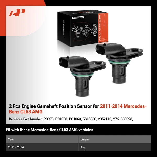 2 Pcs Engine Camshaft Position Sensor for 2011-2014 Mercedes-Benz CL63 AMG
