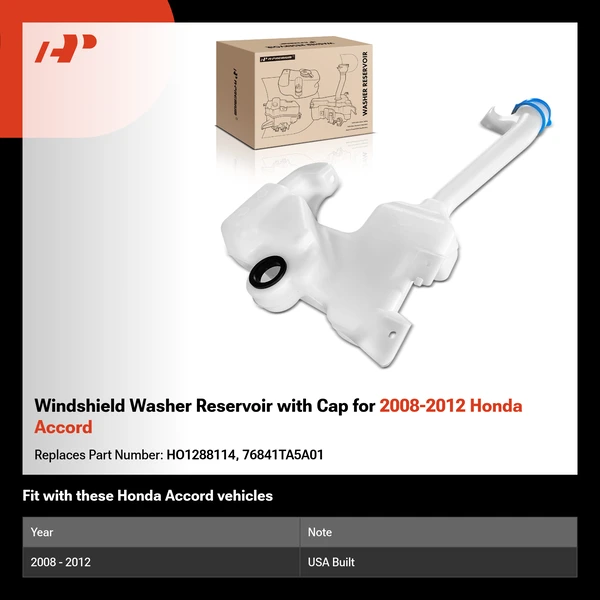 Windshield Washer Reservoir with Cap for 2008-2012 Honda Accord