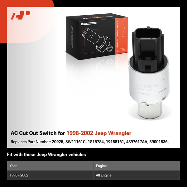 AC Cut Out Switch for 1998-2002 Jeep Wrangler