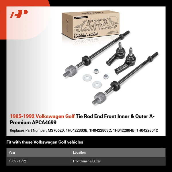 1985-1992 Volkswagen Golf Tie Rod End Front Inner & Outer A-Premium APCA4699
