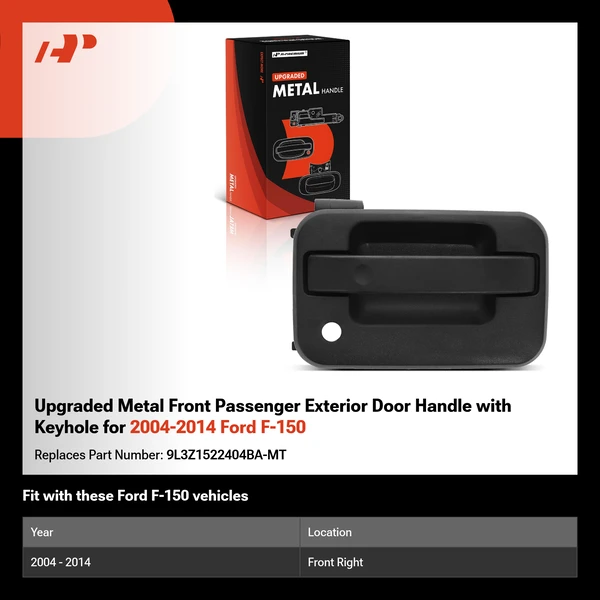 Upgraded Metal Front Passenger Exterior Door Handle with Keyhole for 2004-2014 Ford F-150