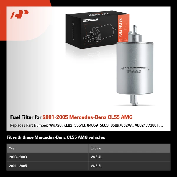 Fuel Filter for 2001-2005 Mercedes-Benz CL55 AMG