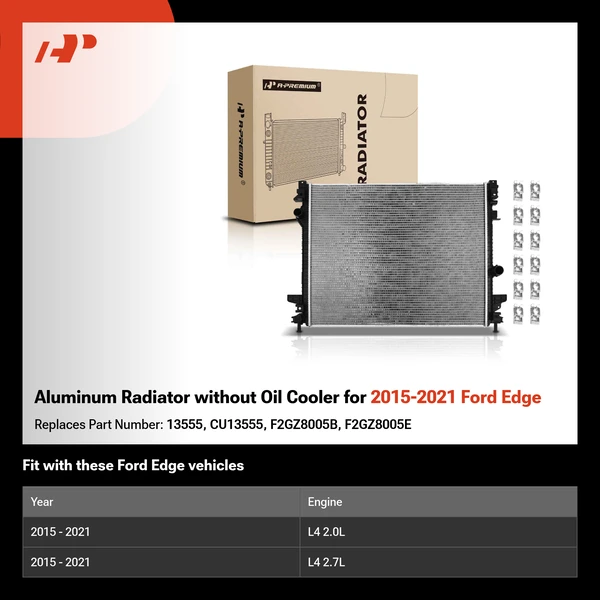 Aluminum Radiator without Oil Cooler for 2015-2021 Ford Edge