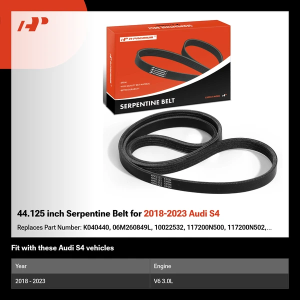 44.125 inch Serpentine Belt for 2018-2023 Audi S4