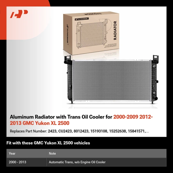 Aluminum Radiator with Trans Oil Cooler for 2000-2009 2012-2013 GMC Yukon XL 2500