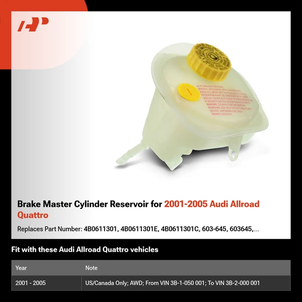 Brake Master Cylinder Reservoir for 2001-2005 Audi Allroad Quattro