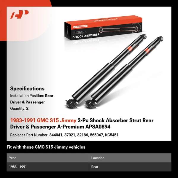 1983-1991 GMC S15 Jimmy 2-Pc Shock Absorber Strut Rear Driver & Passenger A-Premium APSA0894