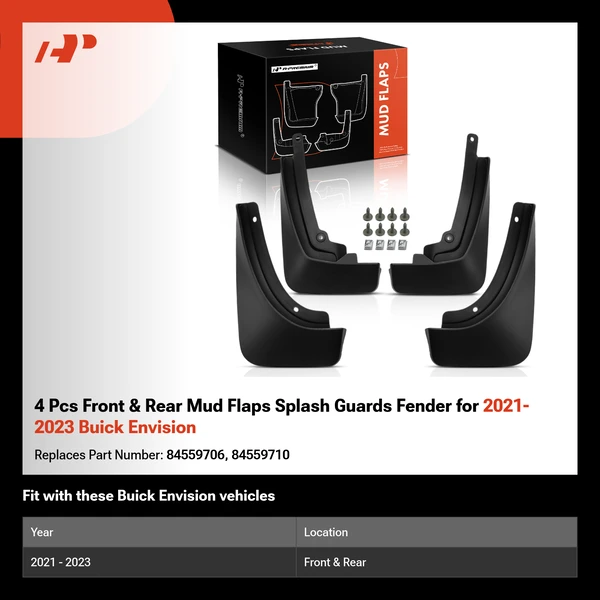 4 Pcs Front & Rear Mud Flaps Splash Guards Fender for 2021-2023 Buick Envision