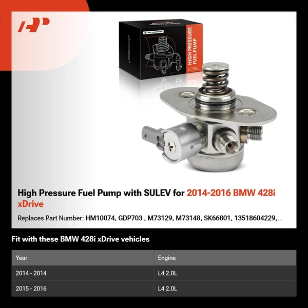 High Pressure Fuel Pump with SULEV for 2014-2016 BMW 428i xDrive