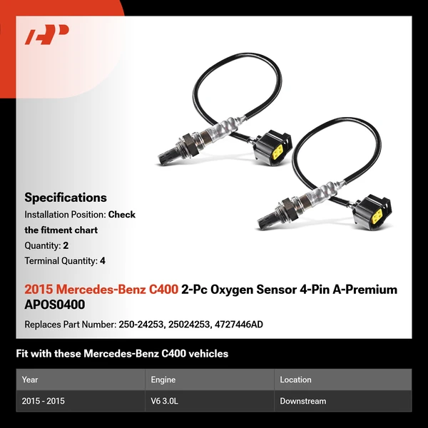 2015 Mercedes-Benz C400 2-Pc Oxygen Sensor 4-Pin A-Premium APOS0400
