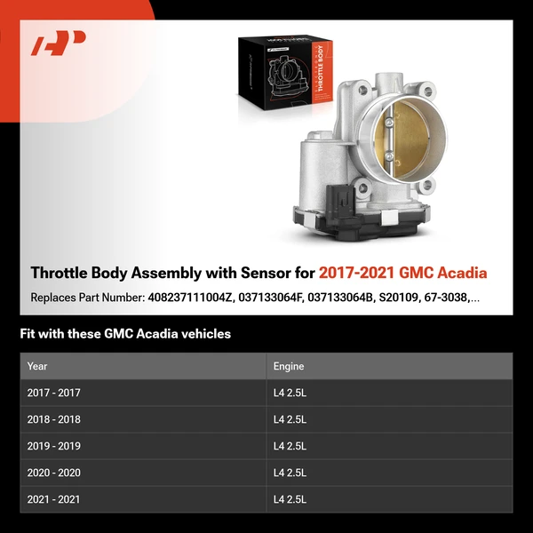 Throttle Body Assembly with Sensor for 2017-2021 GMC Acadia