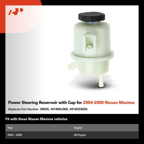 Power Steering Reservoir with Cap for 2004-2008 Nissan Maxima