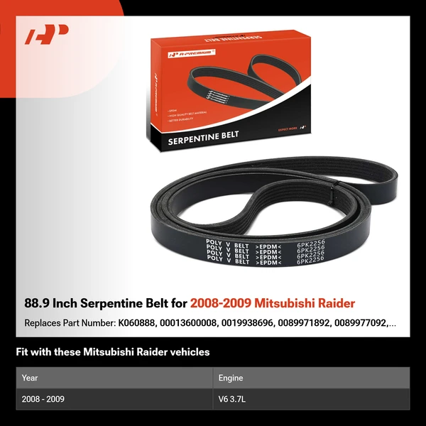88.9 Inch Serpentine Belt for 2008-2009 Mitsubishi Raider