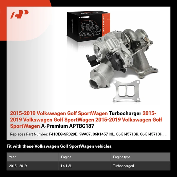 2015-2019 Volkswagen Golf SportWagen Turbocharger 2015-2019 Volkswagen Golf SportWagen 2015-2019 Volkswagen Golf SportWagen A-Premium APTBC187