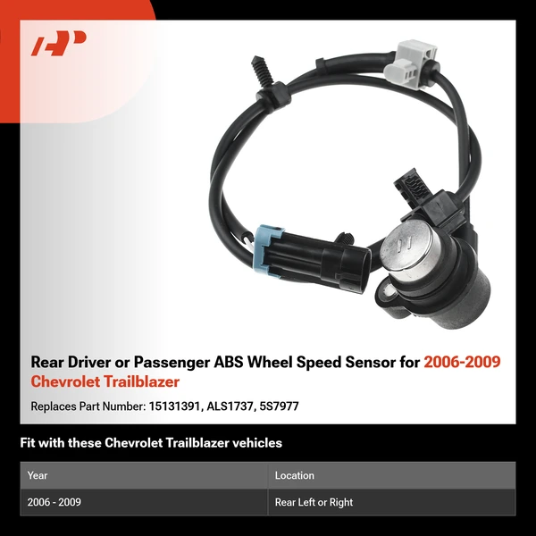 Rear Driver or Passenger ABS Wheel Speed Sensor for 2006-2009 Chevrolet Trailblazer