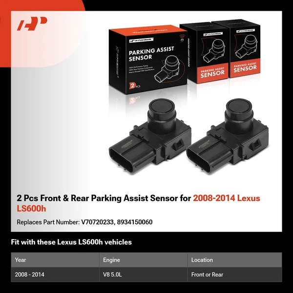 2 Pcs Front & Rear Parking Assist Sensor for 2008-2014 Lexus LS600h