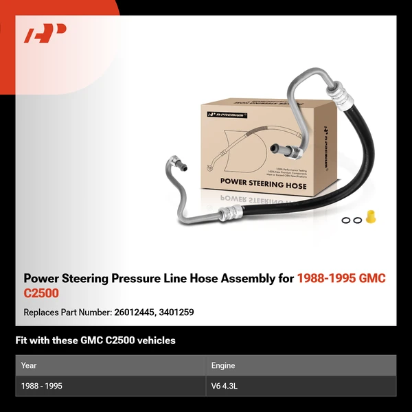 Power Steering Pressure Line Hose Assembly for 1988-1995 GMC C2500