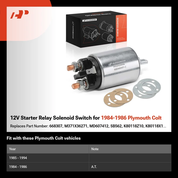 12V Starter Relay Solenoid Switch for 1984-1986 Plymouth Colt
