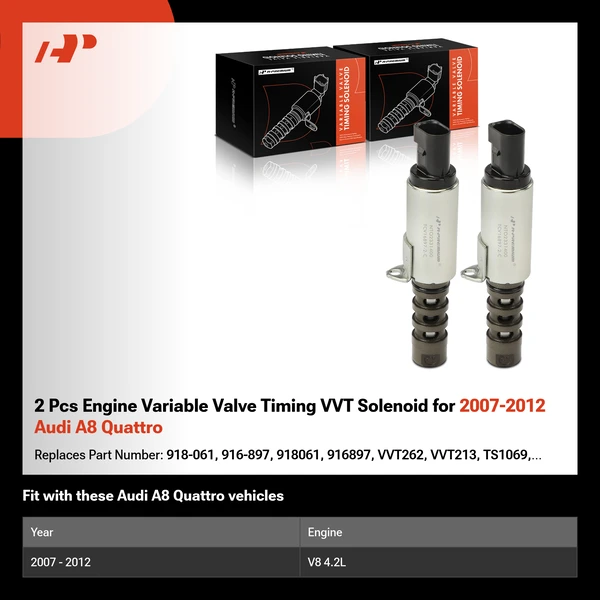 2 Pcs Engine Variable Valve Timing VVT Solenoid for 2007-2012 Audi A8 Quattro