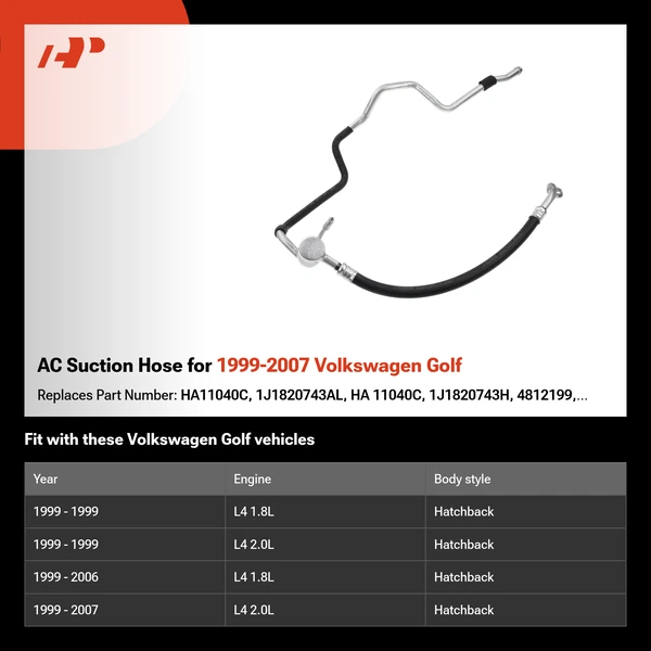 AC Suction Hose for 1999-2007 Volkswagen Golf