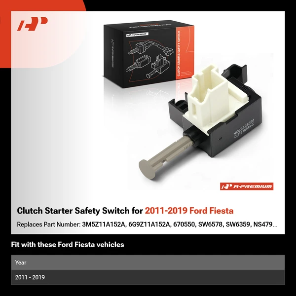 Clutch Starter Safety Switch for 2011-2019 Ford Fiesta