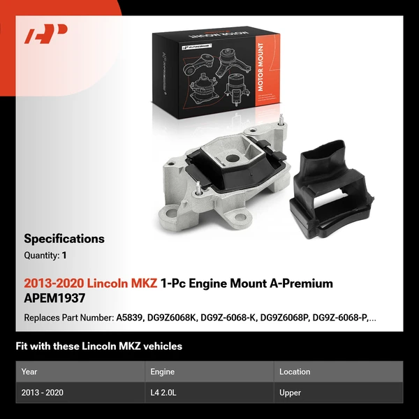 2013-2020 Lincoln MKZ 1-Pc Engine Mount A-Premium APEM1937