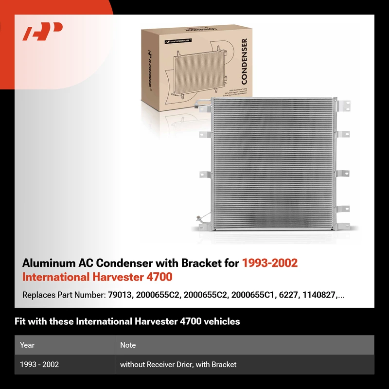 Aluminum AC Condenser with Bracket for 1993-2002 International Harvester 4700