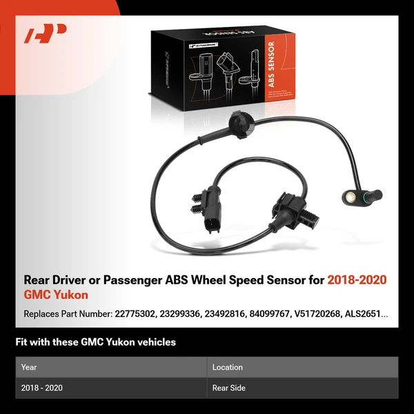 Rear Driver or Passenger ABS Wheel Speed Sensor for 2018-2020 GMC Yukon