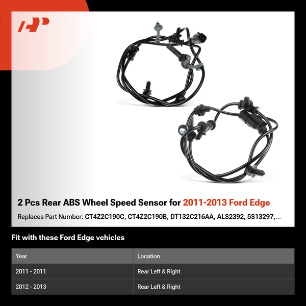 2 Pcs Rear ABS Wheel Speed Sensor for 2011-2013 Ford Edge