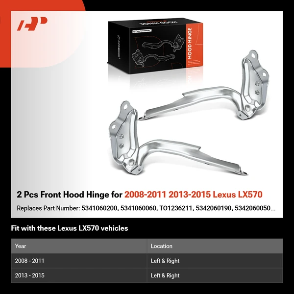 2 Pcs Front Hood Hinge for 2008-2011 2013-2015 Lexus LX570