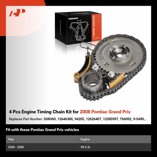 4 Pcs Engine Timing Chain Kit for 2008 Pontiac Grand Prix