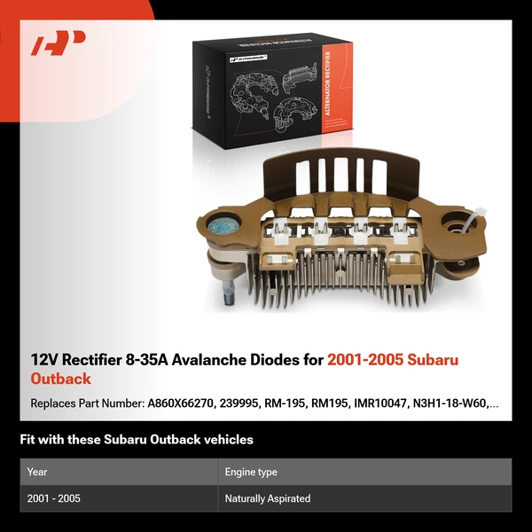 12V Rectifier 8-35A Avalanche Diodes for 2001-2005 Subaru Outback