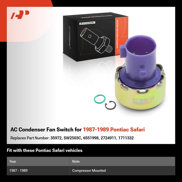 AC Condenser Fan Switch for 1987-1989 Pontiac Safari