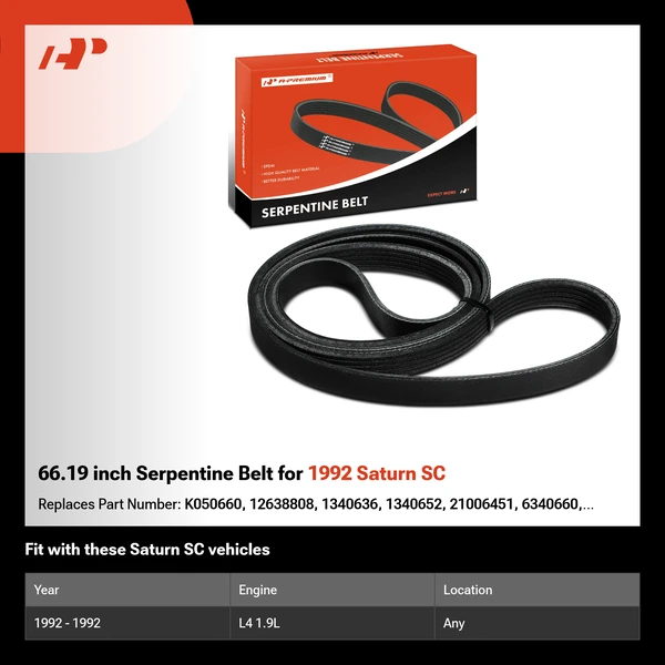 66.19 inch Serpentine Belt for 1992 Saturn SC