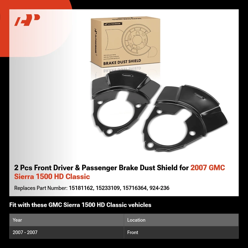 2 Pcs Front Driver & Passenger Brake Dust Shield for 2007 GMC Sierra 1500 HD Classic