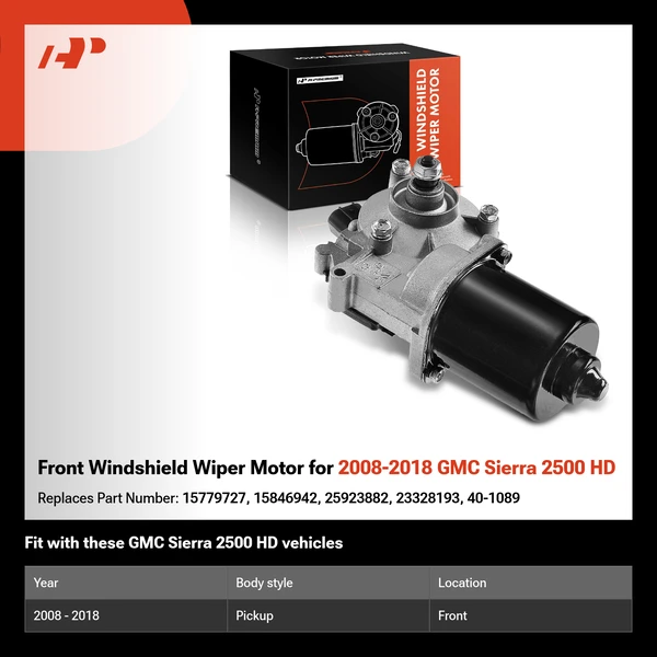 Front Windshield Wiper Motor for 2008-2018 GMC Sierra 2500 HD