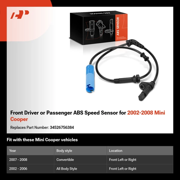 Front Driver or Passenger ABS Speed Sensor for 2002-2008 Mini Cooper