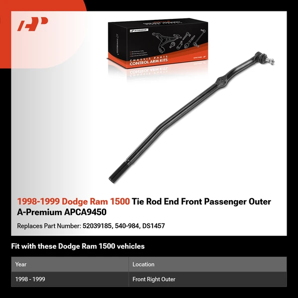 1998-1999 Dodge Ram 1500 Tie Rod End Front Passenger Outer A-Premium APCA9450