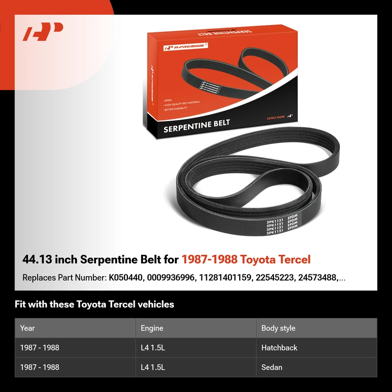 44.13 inch Serpentine Belt for 1987-1988 Toyota Tercel