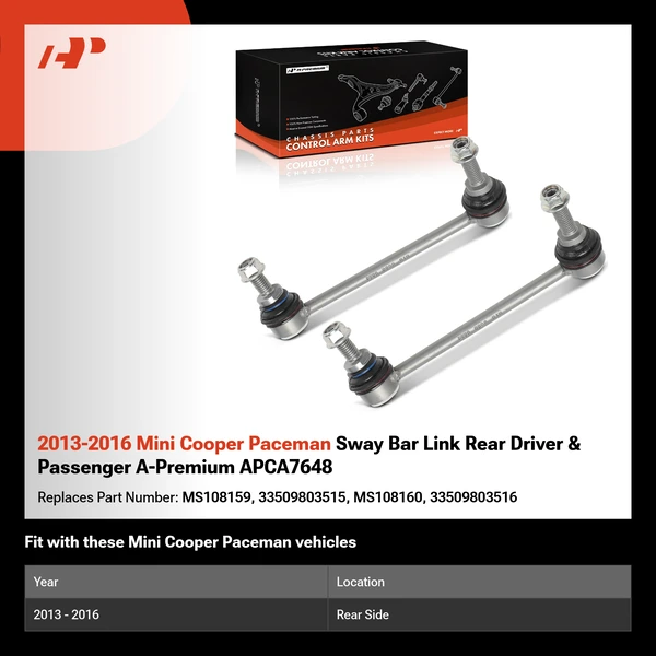 2013-2016 Mini Cooper Paceman Sway Bar Link Rear Driver & Passenger A-Premium APCA7648