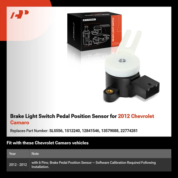 Brake Light Switch Pedal Position Sensor for 2012 Chevrolet Camaro
